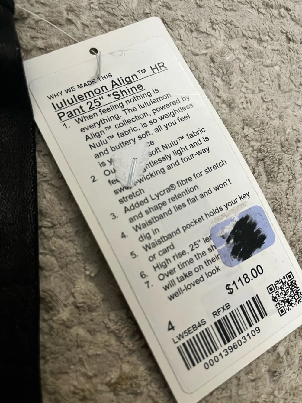 NWT Lululemon Align High Rise Pant 25”- Shine